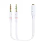 Nanocable Cable Adaptador Audio Jack 3,5 mm Hembra a 2x Jack 3,5 mm Macho, Blanco